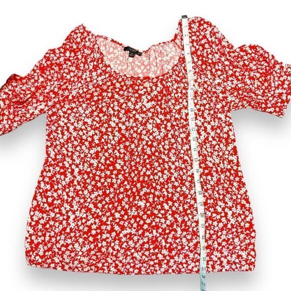 J. Crew Re-Imagined Scoop Neck Top Tossed Bouquet Red Floral Print Women’s Siz S - Picture 7 of 7